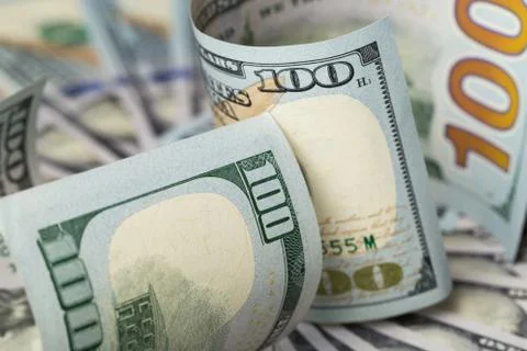 American dollars. A stack of hundred dollar bills. Close up Foto stock