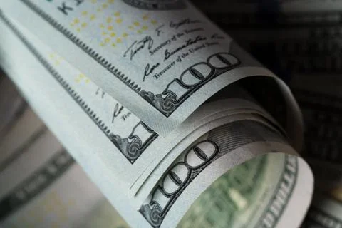 American dollars. A stack of hundred dollar bills. Close up Foto stock