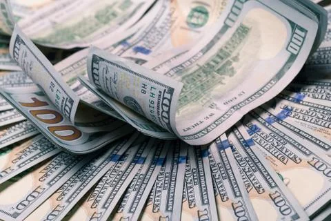 American dollars. A stack of hundred dollar bills. Close up Stock Photos