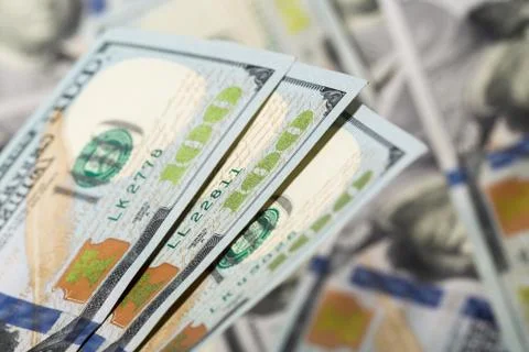 American dollars. A stack of hundred dollar bills. Close up Stock Photos
