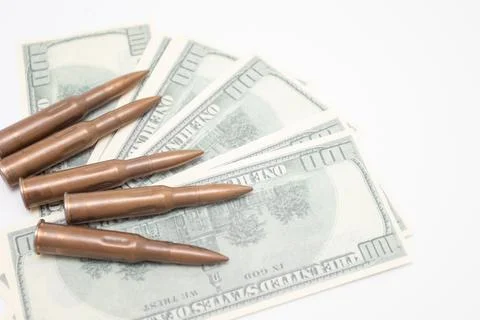 American dollars with weapons. Stock Photos