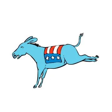 American Donkey Kicking Color Drawing Stock Illustration