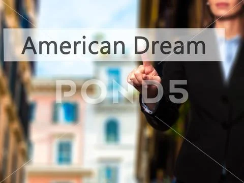 American Dream - Isolated female hand touching or pointing to bu Stock Photos