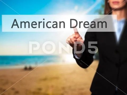 American Dream - Isolated female hand touching or pointing to bu Stock Photos