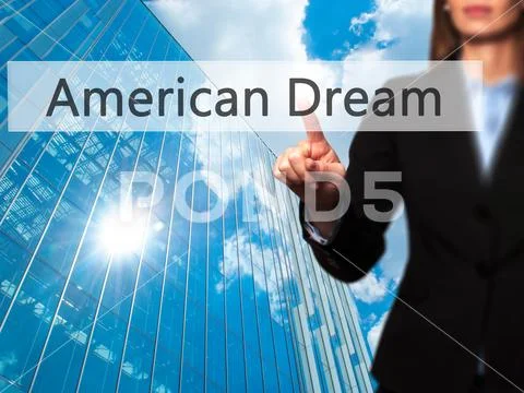 American Dream - Isolated female hand touching or pointing to bu Stock Photos