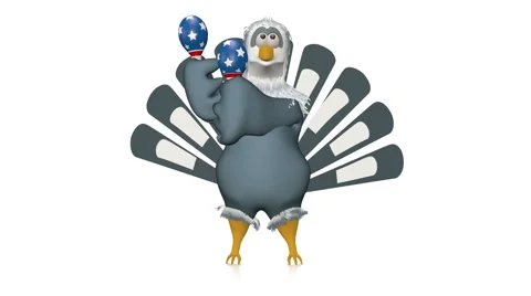 American eagle dances with maracas - 3d looping animation on white background. Stock Footage 68792948