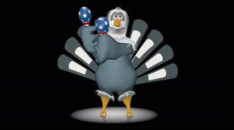 American eagle dances with maracas - 3d looping animation on black background. Stock Footage 68792987