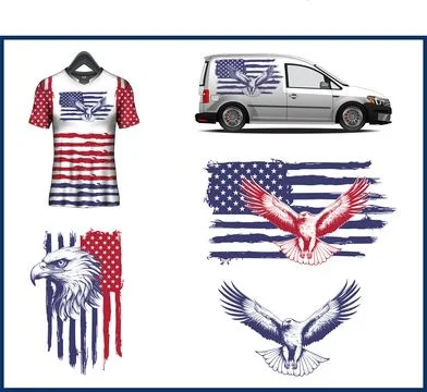 American Eagle Flying Bird  Eagle face mascots or Eagle Attacks. Stock Illustration