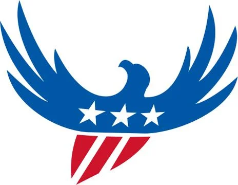 American Eagle Flying USA Flag Retro Stock Illustration