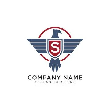 American eagle with initial S, hawk shield logo design vector Stock Illustration