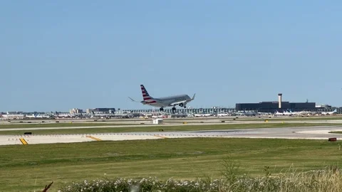 American Eagle Regional Jet Landing Stock Footage 247329044