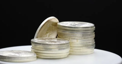 American Eagle silver coins wealth success concept Stock Footage 169684159