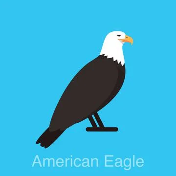 American eagle sitting flat icon, watching, vector illustration Stock-Illustration