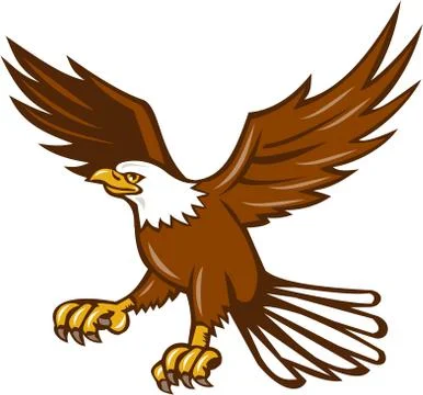 American Eagle Swooping Isolated Retro Stock Illustration