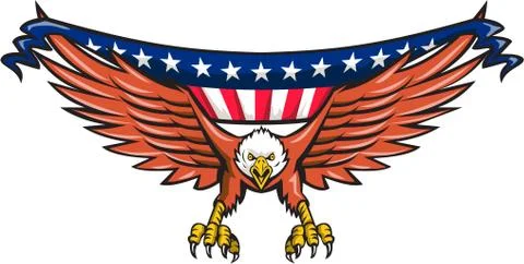 American Eagle Swooping USA Flag Retro Stock Illustration