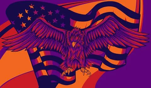 American eagle with USA flags vector illustration 스톡 일러스트