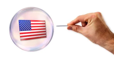 American economic bubble about to explode by a needle Stock Photos