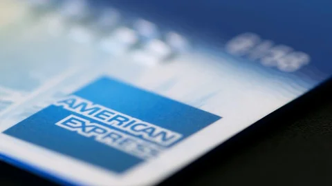 American Express credit card close up. Stock Footage