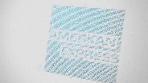 American Express logo being made with many numbers. Digital business conceptual Stockillustratie