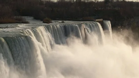American falls, niagara falls at sunset, twilight, passage of time Stock Footage 84188732