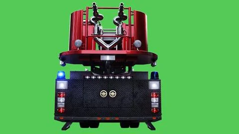 American fire engine, fire rescue, green, screen, isolate., Realistic, flashing Stock Illustration