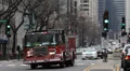 American Fire Truck Passing High Speed Emergency Firefighters Team Burn Rescuers HD Footage