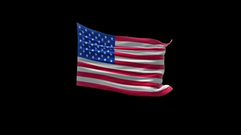 American Flag 4K With Alpha Stock Footage 115995092