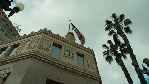American flag Abandoned empty city Stock Footage 127119850