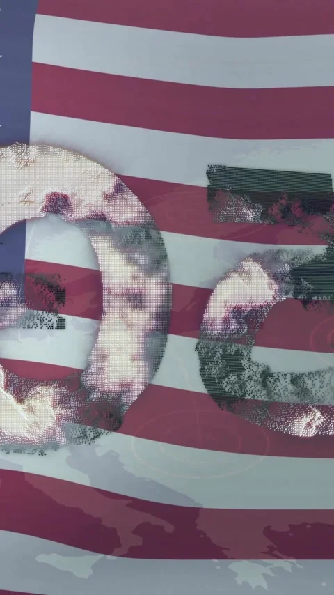 American flag with abstract shapes animation over it Stock Footage 342914668