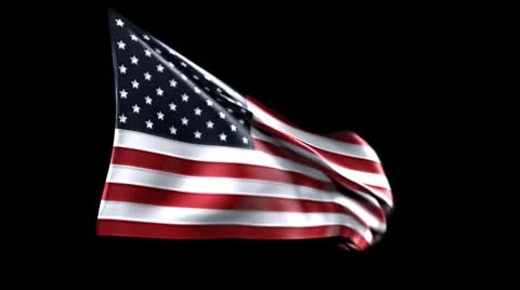 American flag with alpha matte Stock Footage