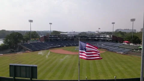 American flag and baseball field Stock Footage 244187853