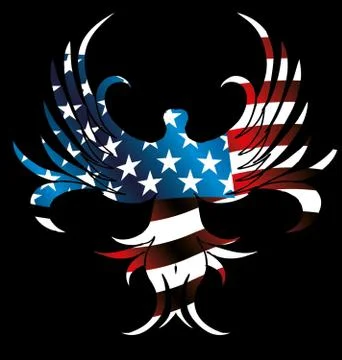 American flag and eagle vector art Stock Illustration