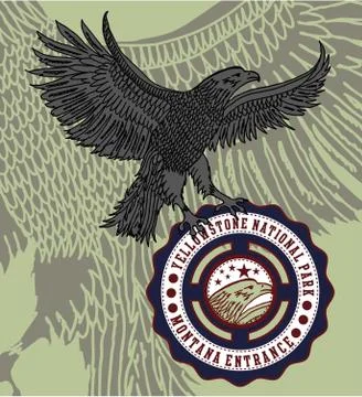 American flag and eagle vector art Stock Illustration