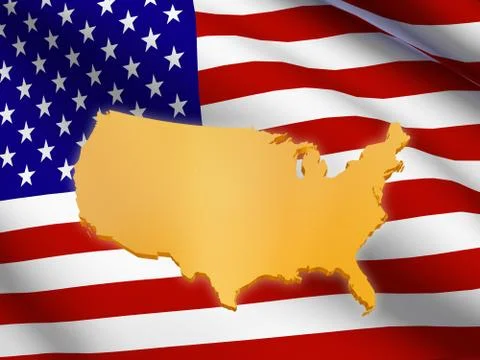 American flag and map Stock Illustration