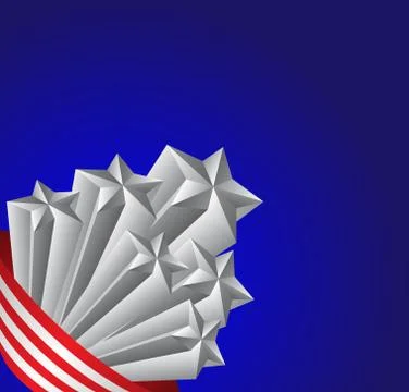 American flag and silver stars, patriotic vector illustration Stock Illustration