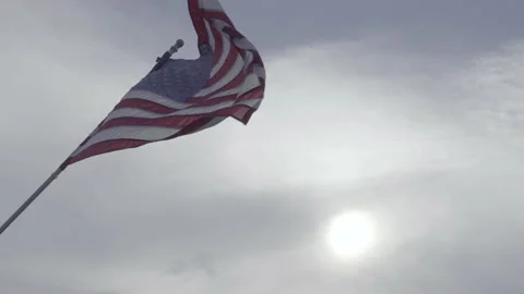 American Flag and Sun Stock Footage 234555447
