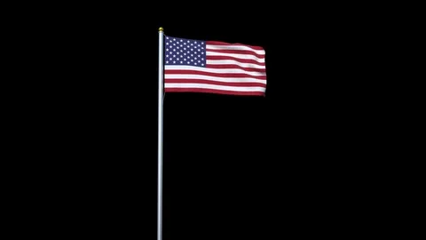 American Flag (Animated & Transparent) Stock Footage