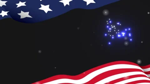 American Flag Animation with Glowing White Stars and Particles Video stock 331590900