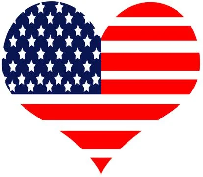 American flag background in a heart shape Stock Illustration