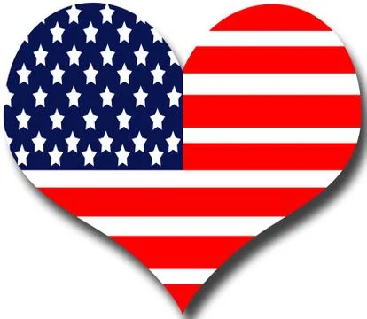 American flag background in a heart shape Stock Illustration