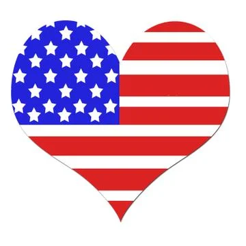 American flag background in a heart shape Stock Illustration