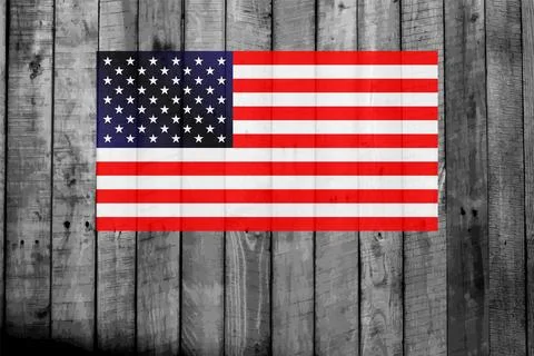 American flag on the background of the woods Stock Illustration