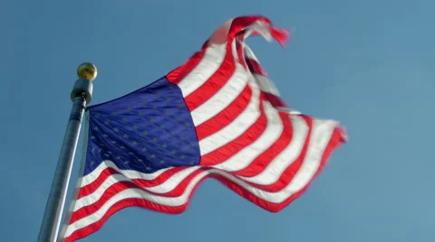 American flag backlit Stock Footage 67235597