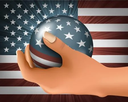 American flag with the ball Stock Illustration