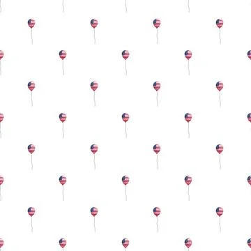 American flag balloons repeating pattern on white background Illustrazione stock