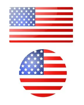 American Flag Banner and Button for Independence Day. Vector EPS illustration Stock Illustration