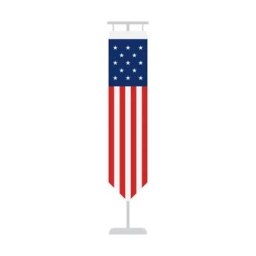 American Flag Banner Vector Illustration on Gray Display Stand, Clean Geome.. Illustrazione stock