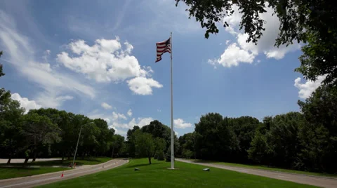 American Flag between streets Stock Footage 39806570