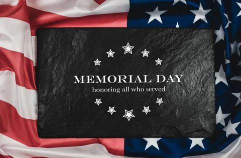American flag on a black background with the text Memorial Day Stock Photos
