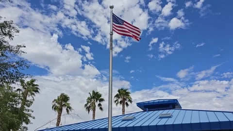 American Flag Blowing In Breeze Stock Footage 247646955